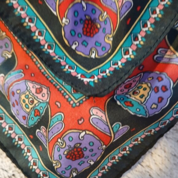 Women's Vintage Large Square Purple Paisley Scarf - Picture 2 of 5